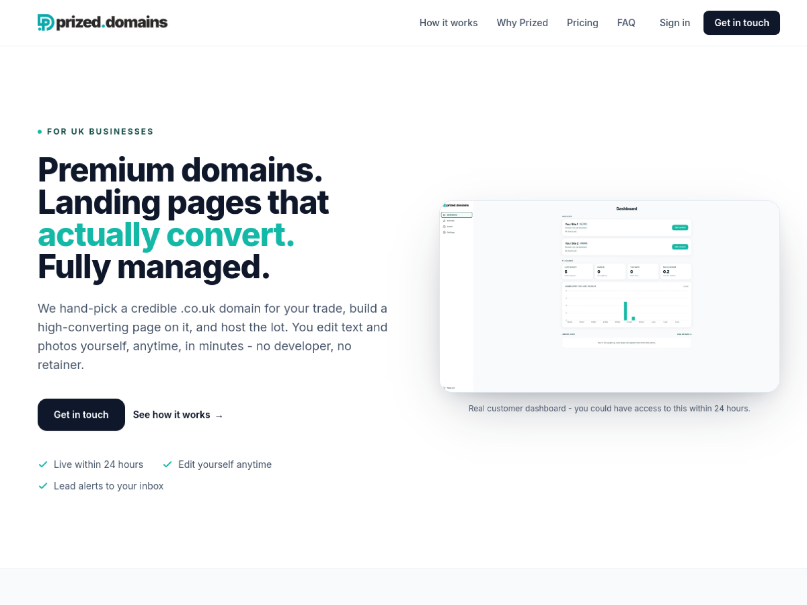 Prized Domains website hero