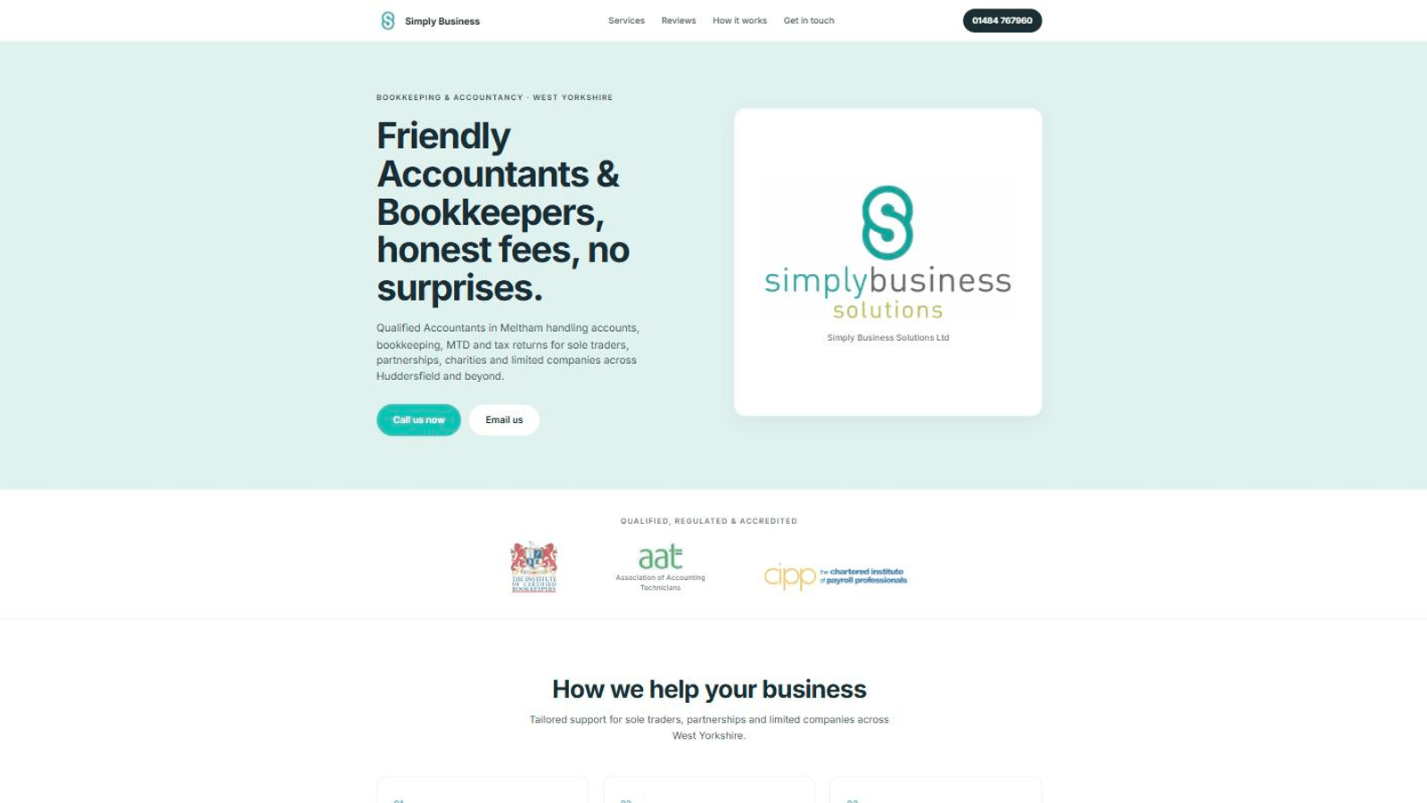 Simply Business Solutions website hero